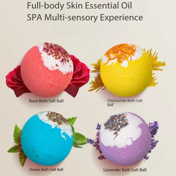 Wholesale Bath Bombs Gift Set Perfect for Bubble Spa Bath, Super Multi Bubble Bath Ball Dried Rose Essential Oil Bath Bombs Customized Packaging