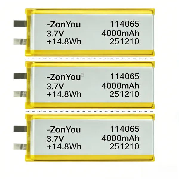 ZonYou 114065 Semi-Solid State 4000mAh Lithium Polymer Battery With 1000 Cycles Life for Automatic Wearable Breast Pump Electric photo-2