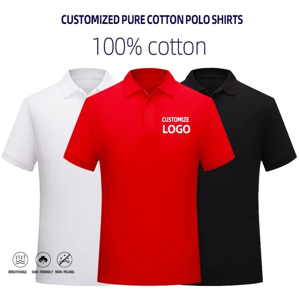 Customized Cotton Polo Workwear, All-cotton Lapel T-shirts, Corporate Culture Uniforms, and Promotional Event Shirts