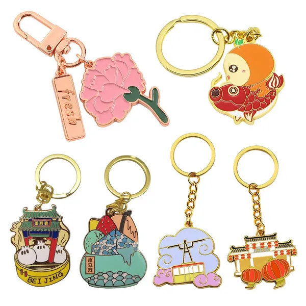 Promotion Gift Wholesale Cute Car Cartoon Animal Custom Logo Blank Soft Hard Enamel Metal Key Chain Custom Keychain