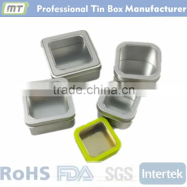 Small Metal Square Tin Box With Window Top for Gift Package photo-6