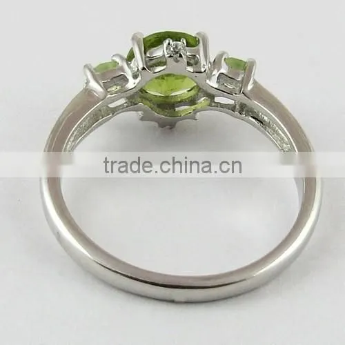 Energe Bloom Green Peridot Ring, Gemstone Silver Jewelry, Fine Silver Jewelry photo-5