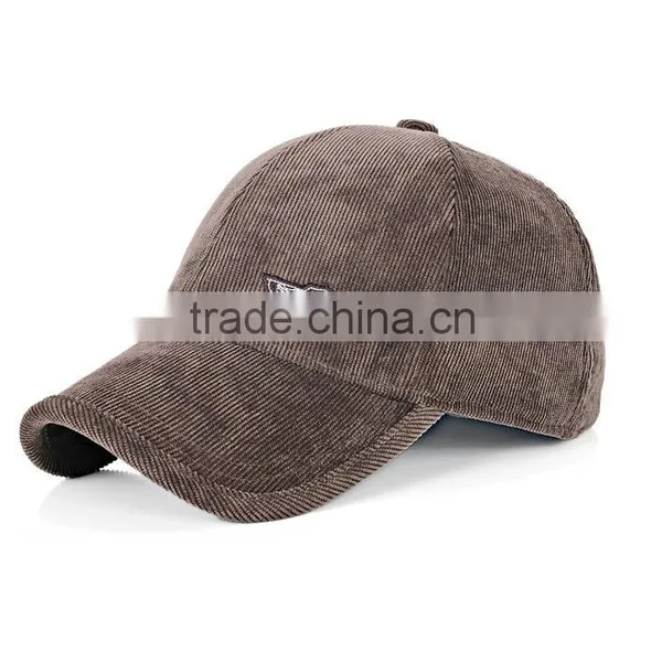 High Quality Curved Corduroy 6 Panel Hat Baseball Cap Sport Caps photo-3