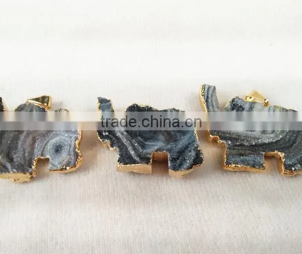 Silver Plating Mixed Color Rough Agate Druzy For Necklace photo-2