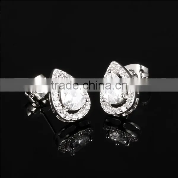 Rhodium Plated Jewellery Copper Popular Zircon Micro Pave Earring photo-2