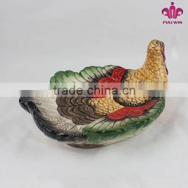 Thanksgiving Day Wholesale Ceramic Turkey Plate With Full Handpainted Quality Choice