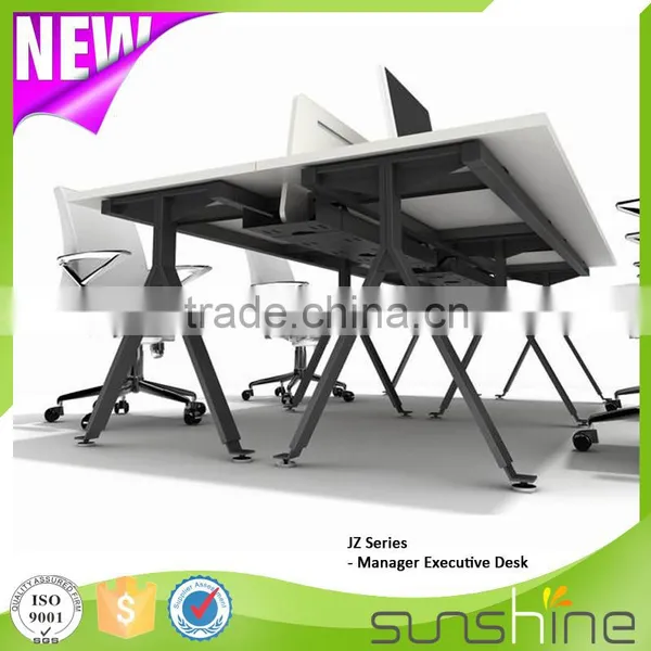 Office Workstation Partition for 2 Person Special Design Metal Table Leg With Wire Trough photo-4