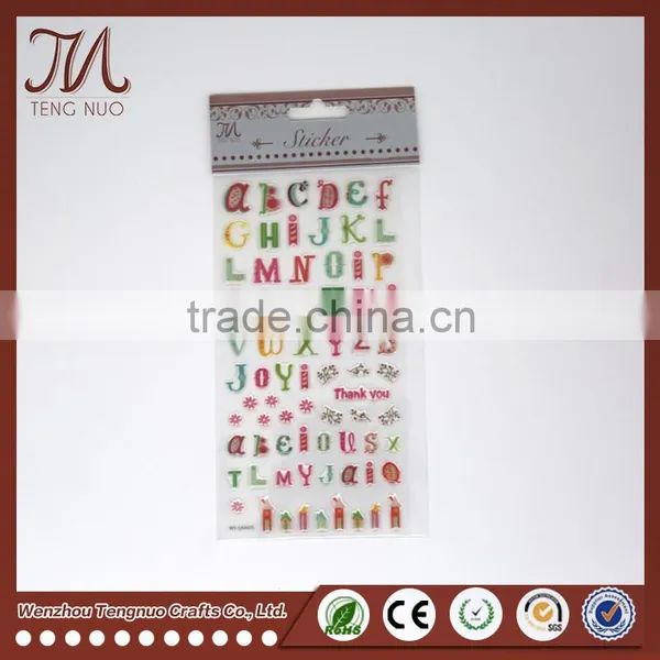 Customized Cartoon Alphabet Letter Crystal Plastic Sticker For Kid photo-2