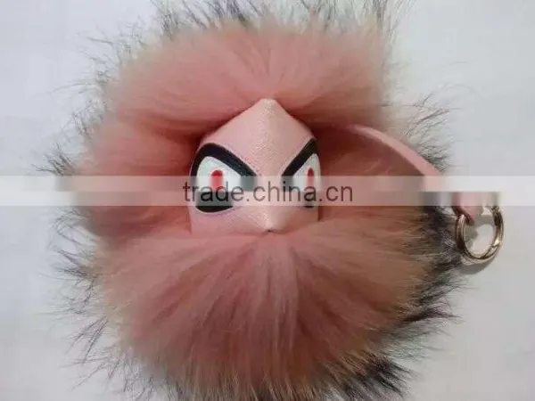 Hot Fashion Raccoon Fur Accessories Monster Fur Keychain Leather Keychain Fur Pompoms photo-5