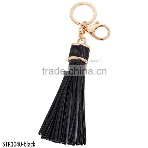 20cm PU Leather Tassel Keychain in Stock 6 Colors Plated Gold Key Chain photo-2