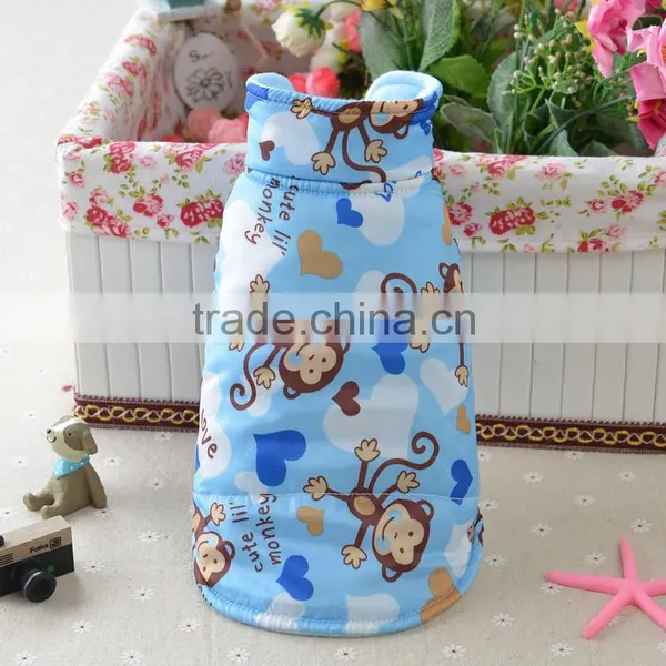 Cute Pink Blue Yellow Monkey Thermal Winter Tank Cat Dog Pet Wear Pet Apparel photo-3