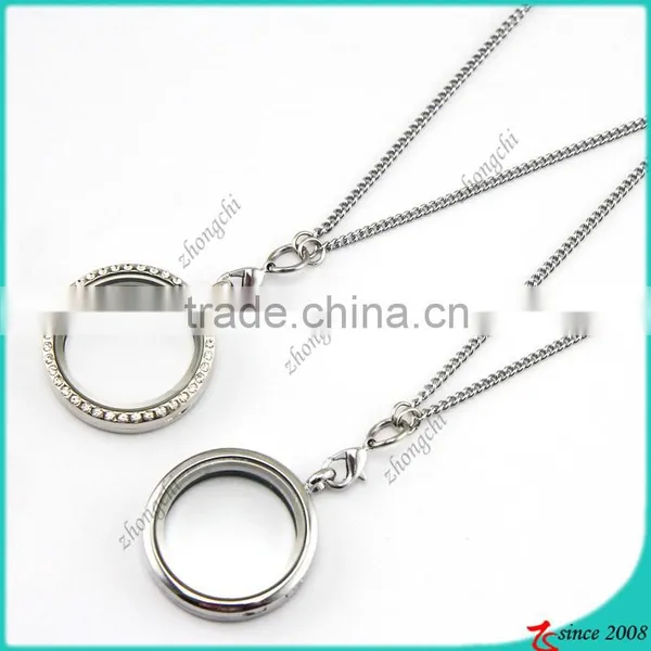 Silver Flat Chain Necklace For Floating Locket Pendant Jewelry (FN16040964) photo-3