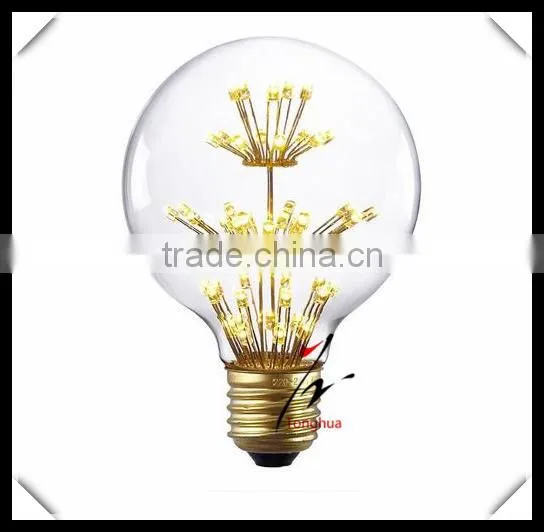 Vintage Retro Filament Light Bulb Round Shape Fireworks Led Light Bulb G125 photo-2