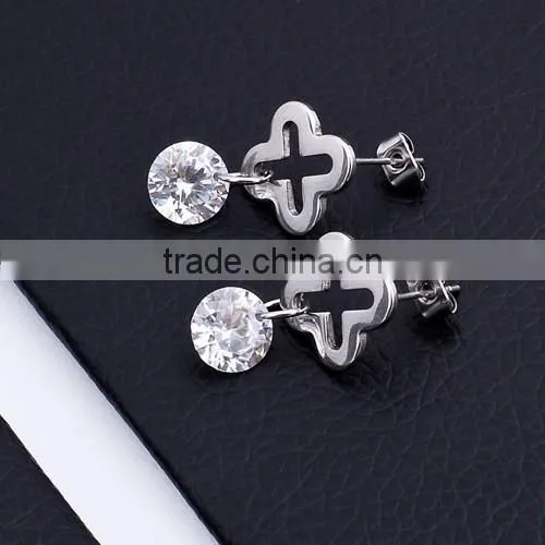 Fashion Big Crystal Stainless Steel Crystal Earring BE10161 photo-4