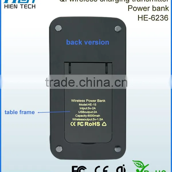 High Quality Qi Wireless Charger Power Bank 6000mAh Rechargeable Battery USB Charging Pad Powerbank for Mobile photo-4