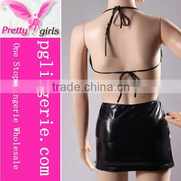 Black Cheap Adult Plus Size Sexy Leather Catsuit photo-5