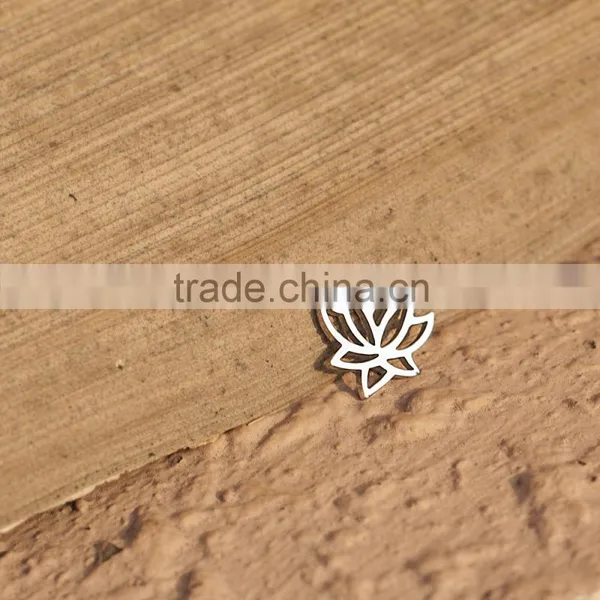 Fashionable Jewelry Stainless Steel 12mm Lotus Flower Jewelry Connectors photo-3