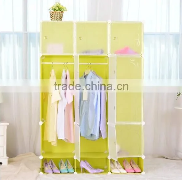 Assembly Almirah Clear Plastic,fashion Bedroom Almirah Design With 6 Cube and 2 Wardrobe Rack photo-2