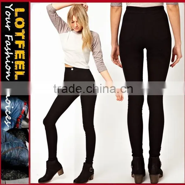 High Waist Denim Tube Pants in Clean Black for Women (LOTX118)