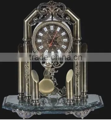 Magnificent Bright Gold Gilt Brass Mantel Clock, Black Marble Base Mantel Clock photo-3