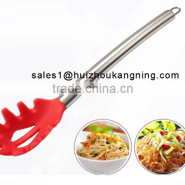 Stainless Steel & Silicone Cooking Utensil Set Spatula, Mixing & Slotted Spoon,Pasta Fork Server, Drainer photo-5