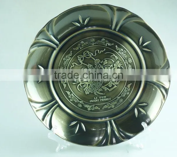 2015 Hot Selling Multi Size Stainless Steel Decorative Flower Plate, Dinner Round Plate With3 Clour photo-3