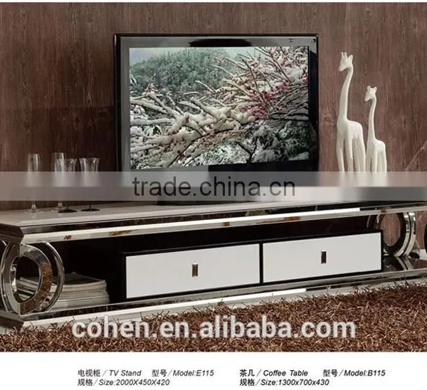 Luxury Superior Stainless Steel Frame TV Stand/cabinet/units Design With Marble Top photo-2