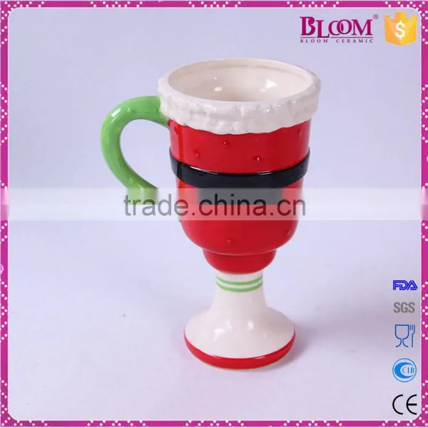 Wine Glass Shape Ceramic Custom Coffee Cup With Handle photo-3