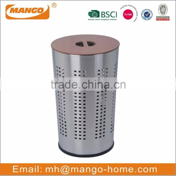 Square MDF Lid Stainless Steel Laundry Basket photo-4