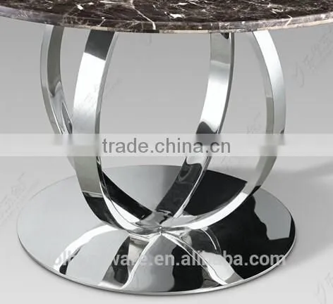 Stainless Steel Base Round Dining Table With Marble Top photo-2