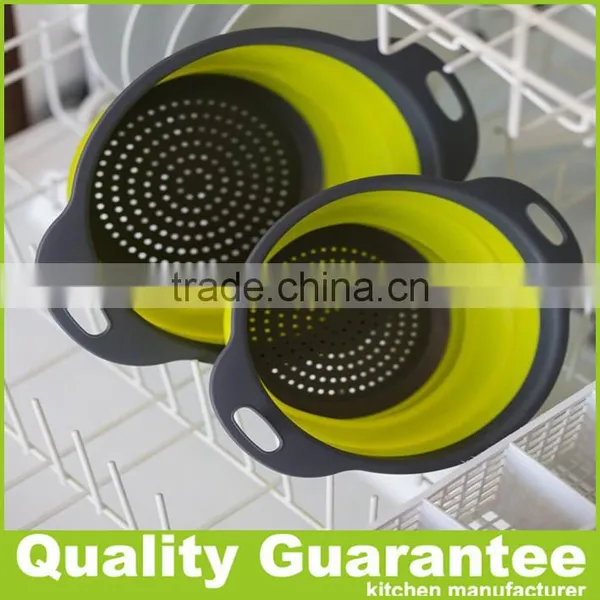 Customized Color Silicone Colander Collapsible Plastic Silicone Strainer photo-6