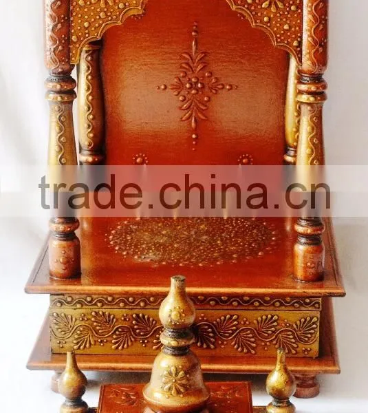 Hand Painted Copper Finish Mini Wooden Temple With Drawer photo-4
