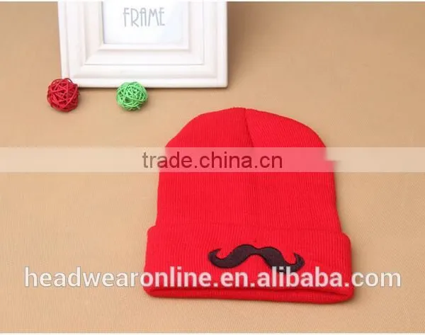 Custom Fashion High Quality Moustache Embroidey Knitted Hats And Beanie Hats photo-2