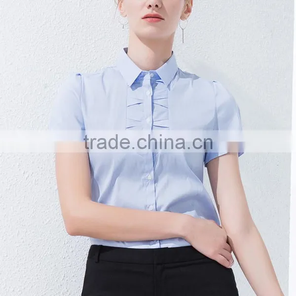 Women Short Sleeve Shirt, 2017 Spring and Summer New Business, Leisure, Self-cultivation, Lotus Leaf Side Collar Shirt photo-5
