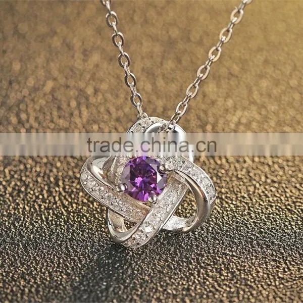 2017 New Fashion Hollow Flower CZ Pendant Necklace Jewelry Eternal Lucky Star Necklace photo-4