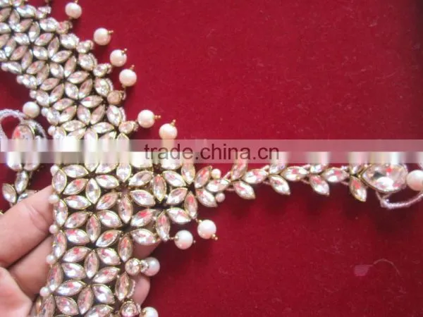 GOLD Tone TCRYSTAL Pearl PAYAL Anklets Toe Ring Barefoot Sandal photo-4