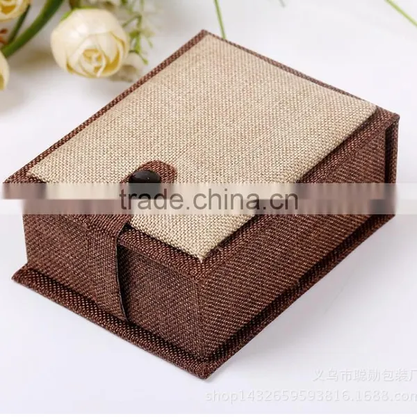 High Quality Natural Linen Fabric Paper Gift Storage Box Jewelry Bracelet Bangle Necklace Earrings Set Case Box photo-3