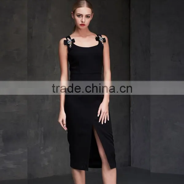 Hot selling sex girls photos open midi dress strap midi bodycon evening dress