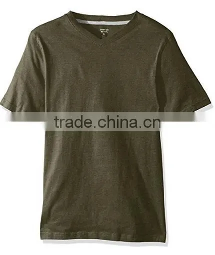 Men's v Neck Stand up Collar Red T-shirt photo-5