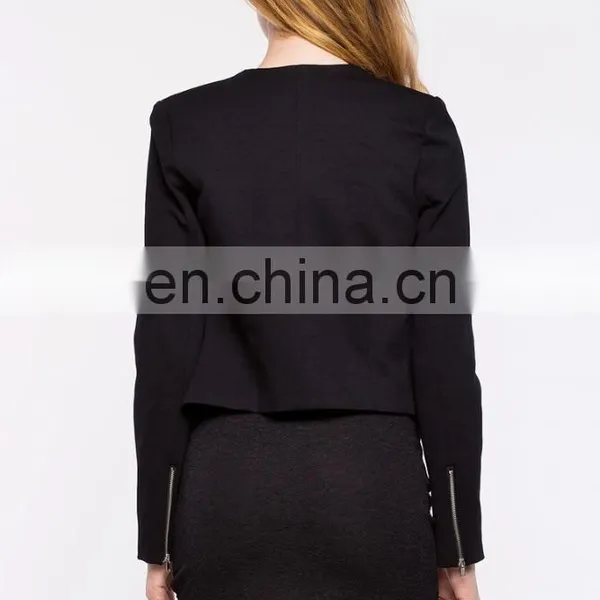 Fashion New Style Ladies Formal Blazer Long Slim Sleeve Open Front Black Women Blazer Jacket photo-3