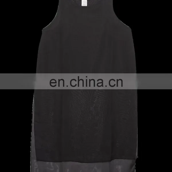 Latest Desigh Sheer Layered Side-Slit Tunic Tops