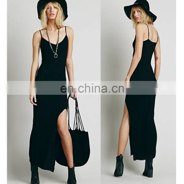 High Slit Sexy Maxi Night Dress Picture Ladies Knit Maxi Dress photo-2