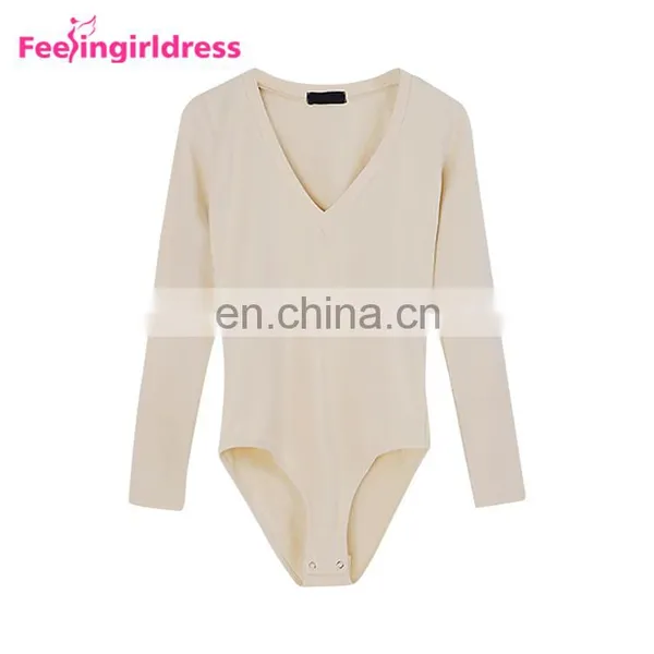 Fashion Autumn Khaki Long Sleeve Winter Thong Bodysuit Jumpsuit Fancy Romper photo-5