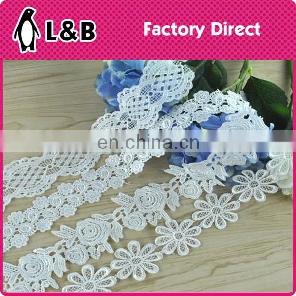 Width 1-3cm White Polyester Embroidery Lace Trim Dyeable photo-5