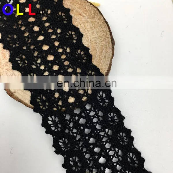 OLCT2168 4cm Fashion Black African Cotton Tulle Crochet Guipure Lace for Ladies photo-3