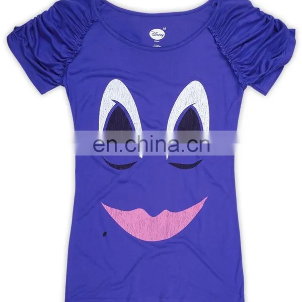 2015 Factory Direct Price Wholesale 100% Cotton Cartoon Evil Queen Royal Blue Top photo-3