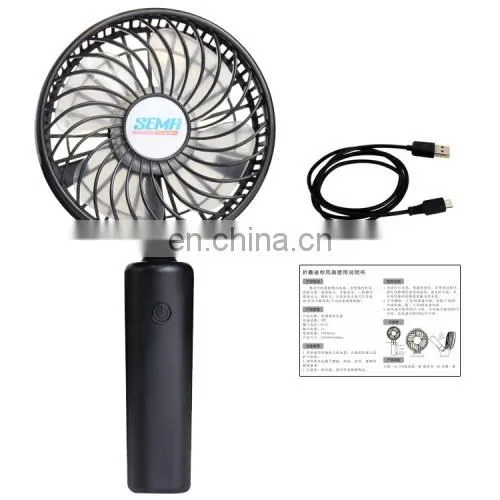 360 Degree Rotate Handheld Rechargeable Mini Battery Fan With 3 Speed Control (Black) photo-2