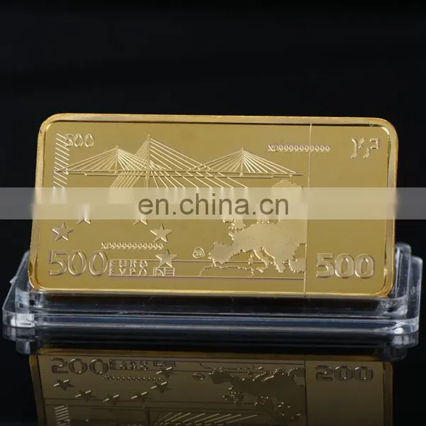 WR Valentine's Day Gift Euro 500 Gold Plated Bar Luxury Home Decor Golden Challenge Coin for Collectible Souvenir photo-2