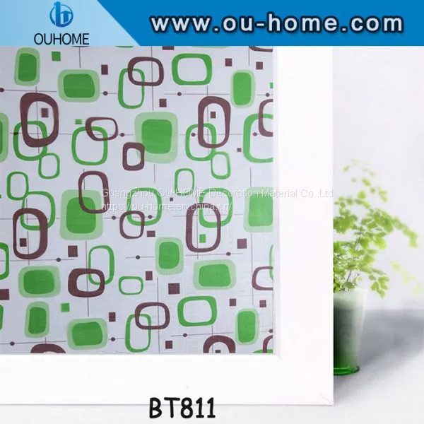 OUHOME PVC Flower Pattern Privacy Decorative Self Adhesive Glass Window Film photo-3