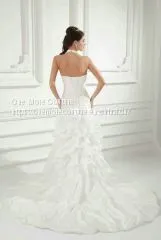 Halter Top Fit and Flare Taffeta Wedding Dresses With Pickups photo-2